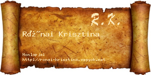 Rónai Krisztina névjegykártya